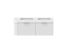 Supporting Image - Kado Neue Fluted Single Curve All Drawer 1350mm Wall Hung Vanity with Double Basin Durasein 90mm Top Ultra White