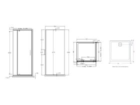 Base MKII Shower System with Rear Outlet 900mm x 900mm White & Chrome