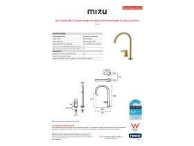 Specification Sheet - Mizu Soothe MK2 Extended Height Hob Mixer Set Brushed Brass (5/6 Star) Lead Free