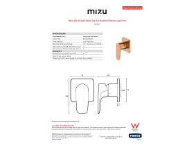 Specification Sheet - Mizu Silk Shower Mixer Tap Kit Brushed Bronze Lead Free