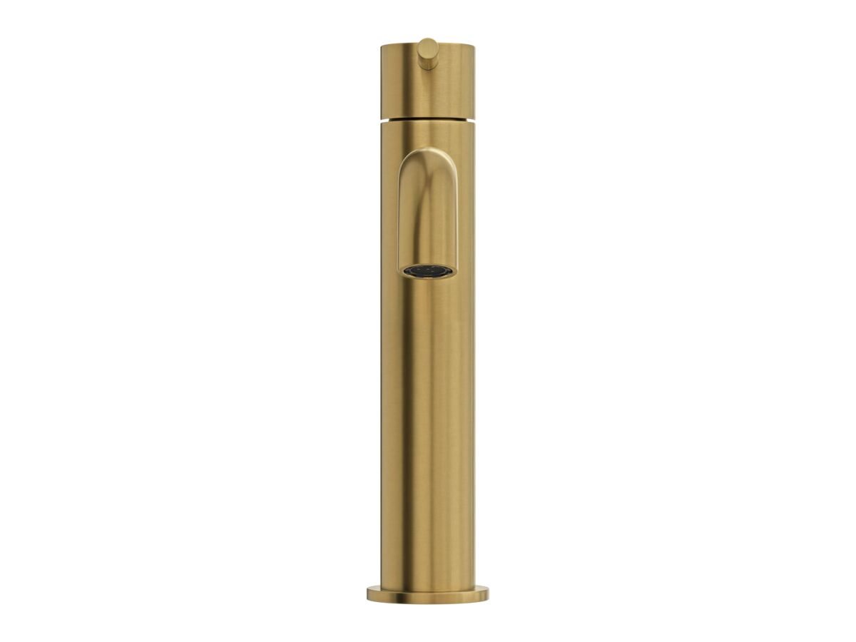 Supporting Image 2 - Mizu Drift Medium Height Basin Mixer Curved Spout Brushed Brass (6 Star) Lead Free