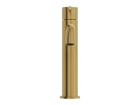 Supporting Image 2 - Mizu Drift Medium Height Basin Mixer Curved Spout Brushed Brass (6 Star) Lead Free