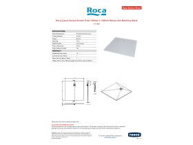 Specification Sheet - Roca Cyprus Stonex Shower Floor 1000mm x 1000mm Blanco with Matching Waste