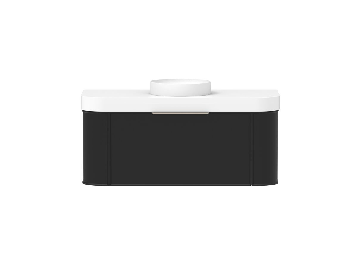 Supporting Image - Kado Era Double Curve All Drawer 1200mm Wall Hung Vanity Centre Basin 90mm Durasein Top Matte Black