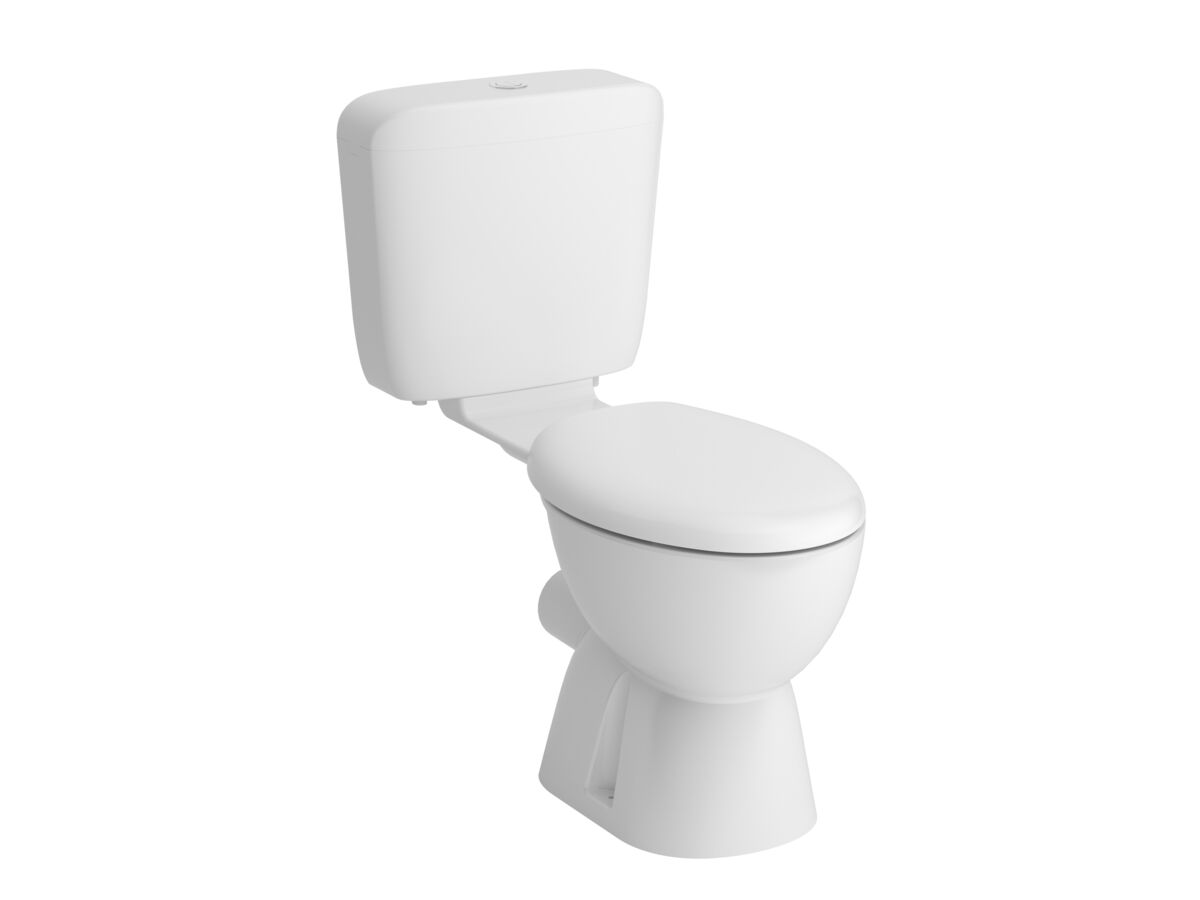 Hero - Posh Solus Plastic Link Toilet Suite with Concealed P-Trap Soft Close Seat White (4 Star)