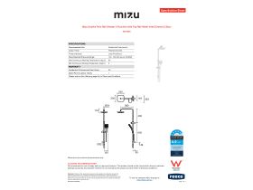 Specification Sheet - Mizu Soothe Twin Rail Shower 3 Function with Top Rail Water Inlet Chrome (5 Star)