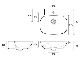 LAUFEN Ino Counter/Wall Basin 450mm x 410mm 1 Taphole with Overflow