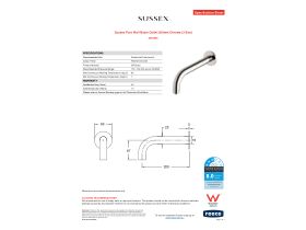 Specification Sheet - Sussex Pure Wall Basin Outlet 200mm Chrome (3 Star)