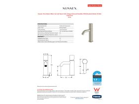 Specification Sheet - Sussex Pure Basin Mixer Curved Spout with Cirque Textured Handles PVD Brushed Nickel (5 Star) Lead Free