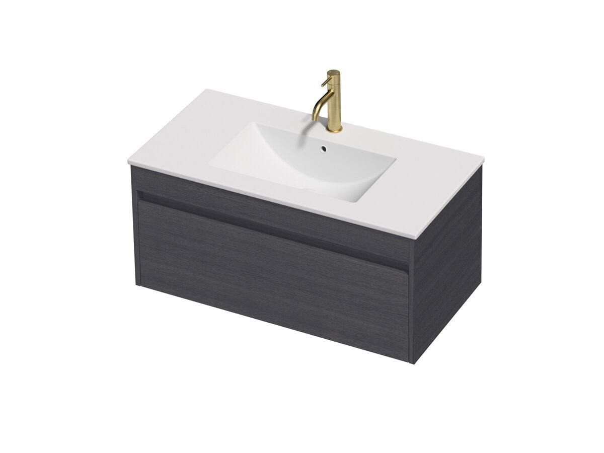 Posh Domaine Single 900 1 Drawer Wall Hung Colour Console Top Matte White