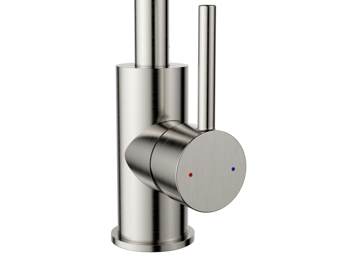 Supporting Image - Posh Bristol Pin Gooseneck Sink Mixer Tap Brushed Nickel (4 Star) Lead Free - Handle
