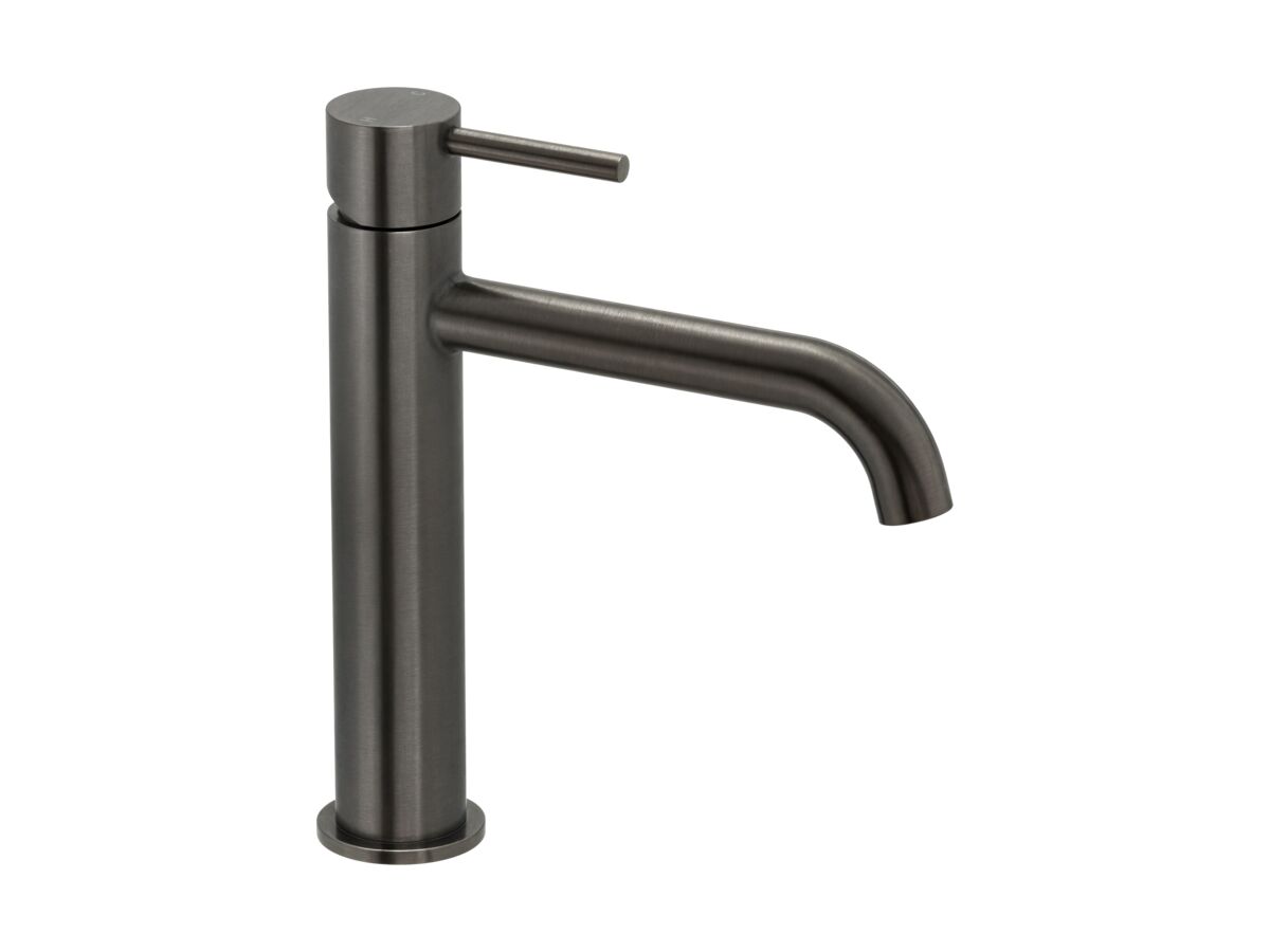 Mizu Drift Mid Basin Mixer Curve Spout Brushed Gunmetal (6 Star)