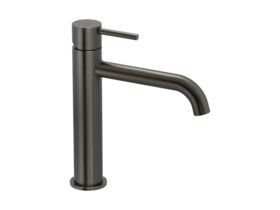 Mizu Drift Mid Basin Mixer Curve Spout Brushed Gunmetal (6 Star)