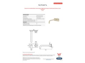 Specification Sheet - Scala 25 Curved Bath Mixer Outlet System Right Hand 250mm PVD Brushed Platinum Gold Lead Free