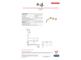 Specification Sheet - Milli Pure Wall Bath Hostess System 250mm Right Hand with Diamond Textured Handles PVD Brushed Gold