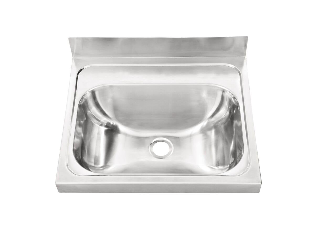 Wolfen Wall Hand Basin Stainless Steel 500x420mm No Tap Hole (Less Wall Bracket)