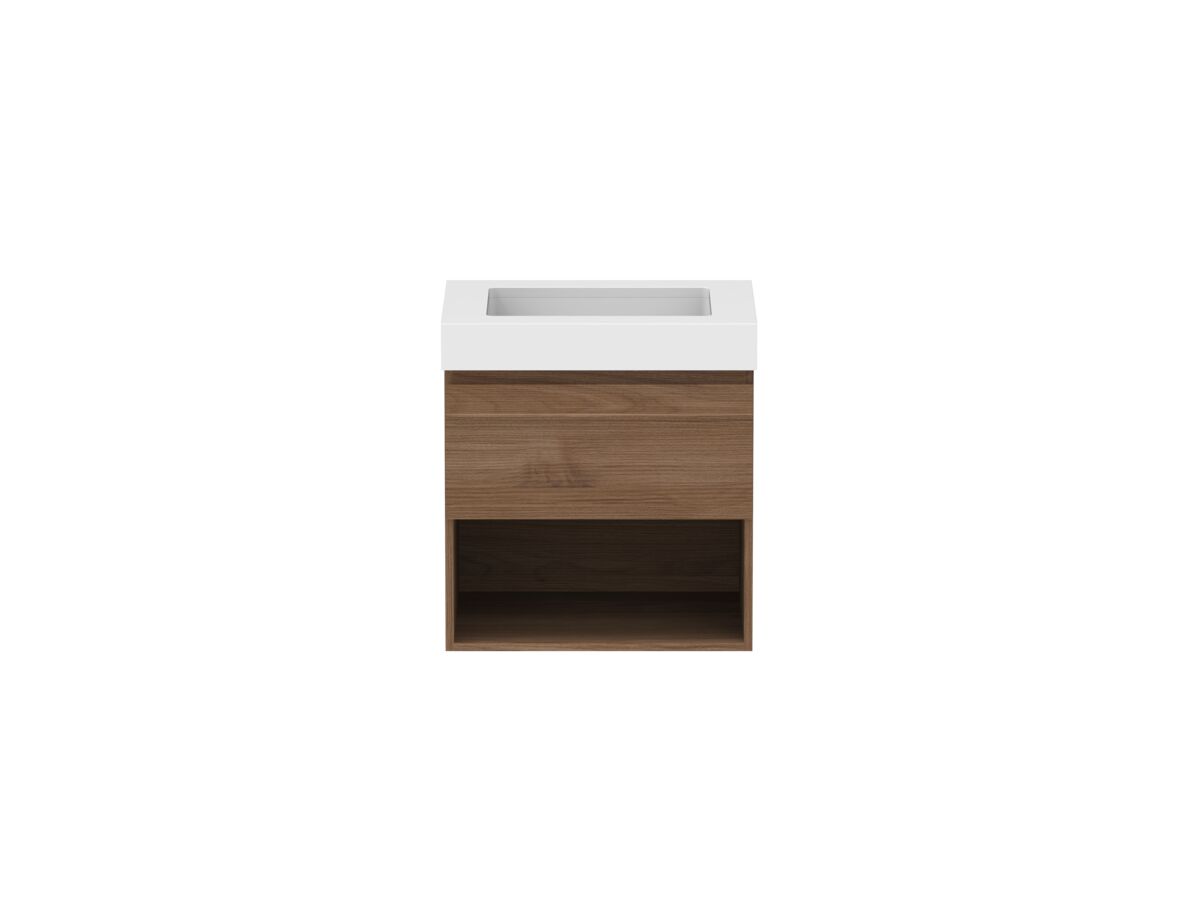 Hero - Posh Domaine 600mm Wall Hung Vanity Unit All-Drawer Open Shelf 90mm Top