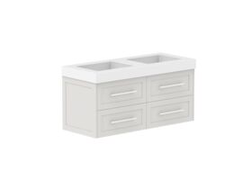 Supporting Image - Kado Lux All Drawer 1200mm Wall Hung Vanity Double Basin 90mm - Feather Grey - Angle