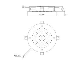 Technical Drawing - Faucet Strommen Vara Ceiling Shower Flush Mounted 380mm (3 Star)