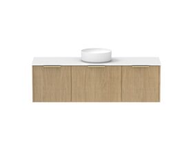 Supporting Image - Kado Neue Fluted Square All Drawer 1500mm Wall Hung Vanity with Centre Basin Durasein 12mm Top Boston Oak