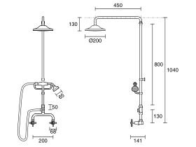 Kado Era Exposed Twin Telephone Shower Set Cross Handles