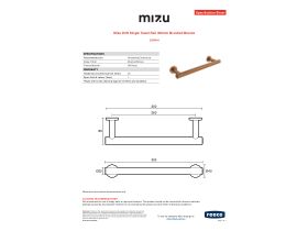 Specification Sheet - Mizu Drift Single Towel Rail 300mm Brushed Bronze