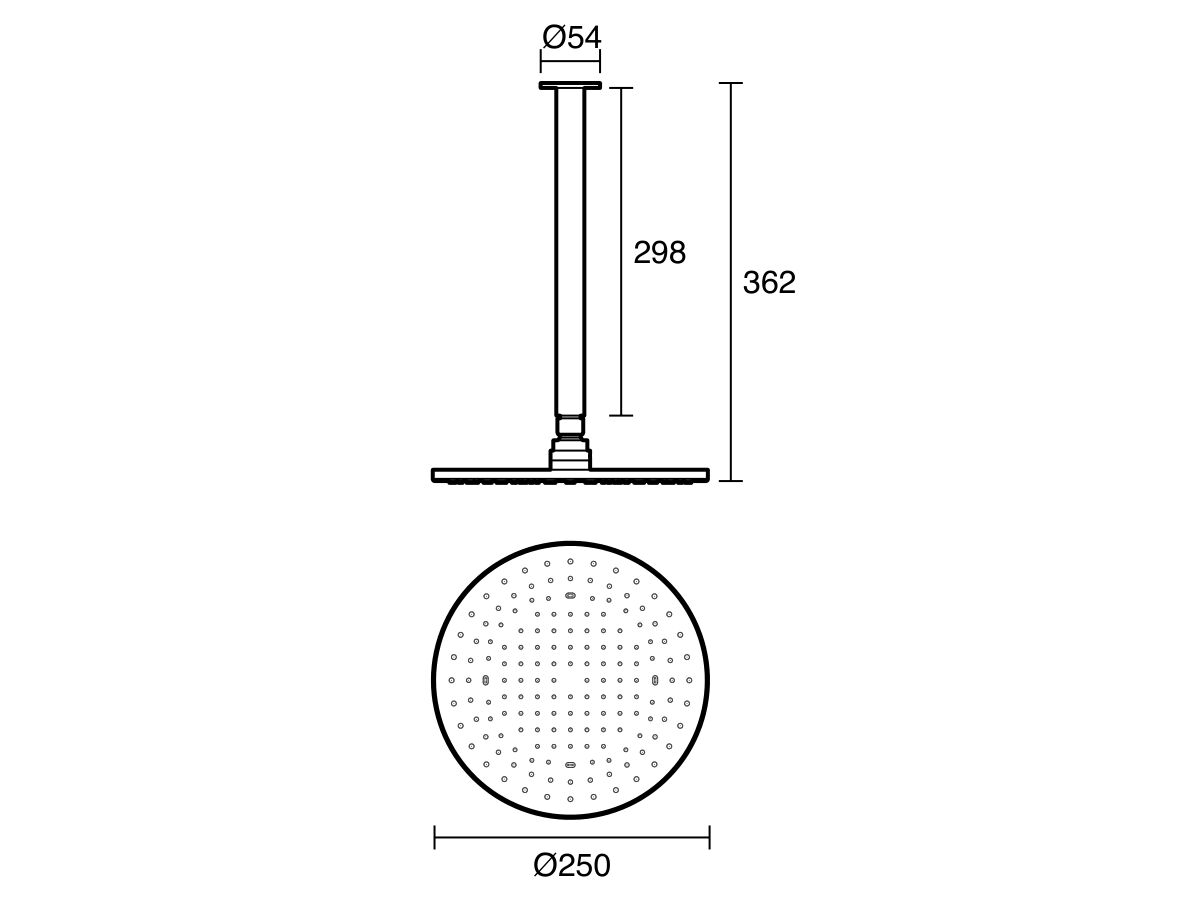 Technical Drawing - Sussex Scala Nova Vertical Shower 300mm
