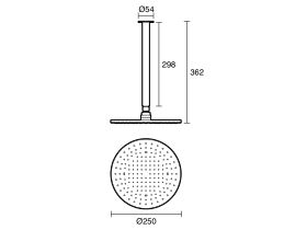 Technical Drawing - Sussex Scala Nova Vertical Shower 300mm