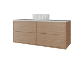 Supporting Image - Kado Aspect Wall Hung Vanity Unit 1200mm 4 Drawer Corian 20mm Top - Boston Oak Side