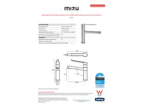 Specification Sheet - Mizu Soothe MK2 Sink Mixer Extended Lever with Red & Blue Indicators Chrome (5 Star) Lead Free