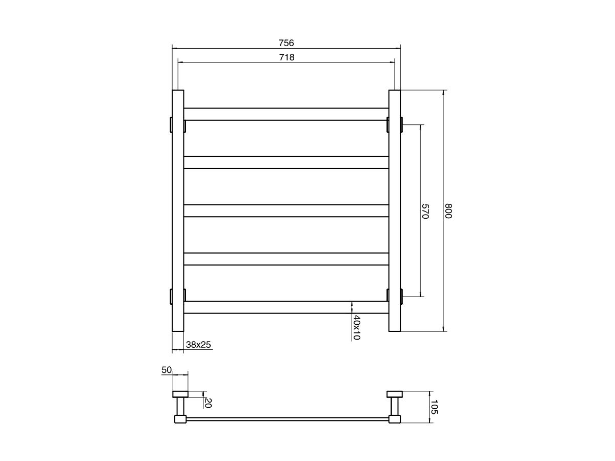 Mizu Bloc MK2 750 x 800mm Heated Towel Rail