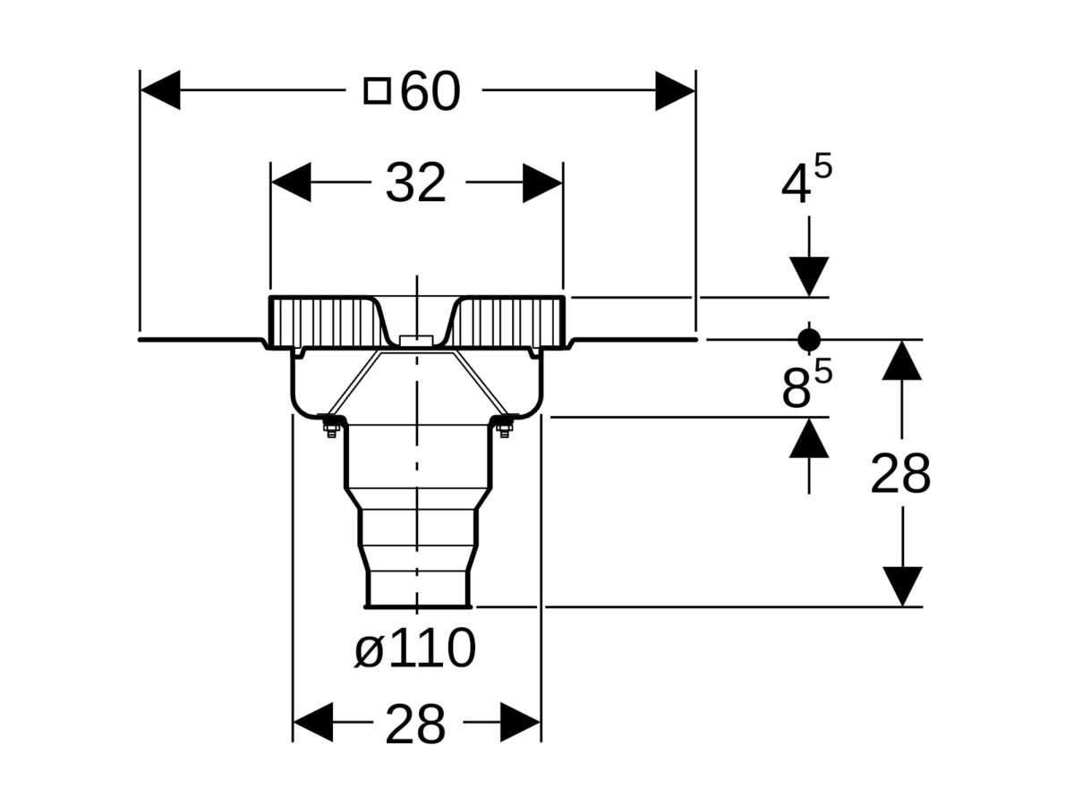 Geberit Pluvia Outlet 45l/s Stainless Steel Bitumen Roof