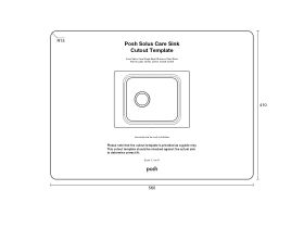Cutout Template - Posh Solus Care Single Bowl Stainless Steel Sinks