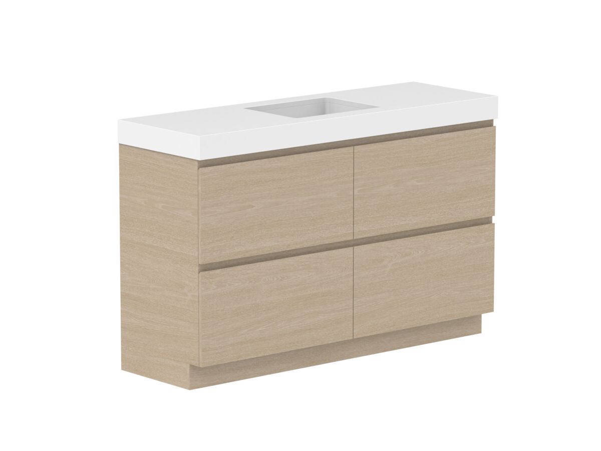 Supporting Image - Posh Domaine All-Drawer Twin 1500mm Floor Mounted Vanity Unit Single Bowl 90mm Top