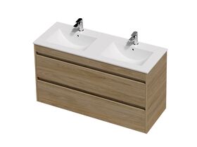 Posh Domaine Twin 1200 Double Bowl 2 Drawer Wall Hung Colour Console Top Gloss White