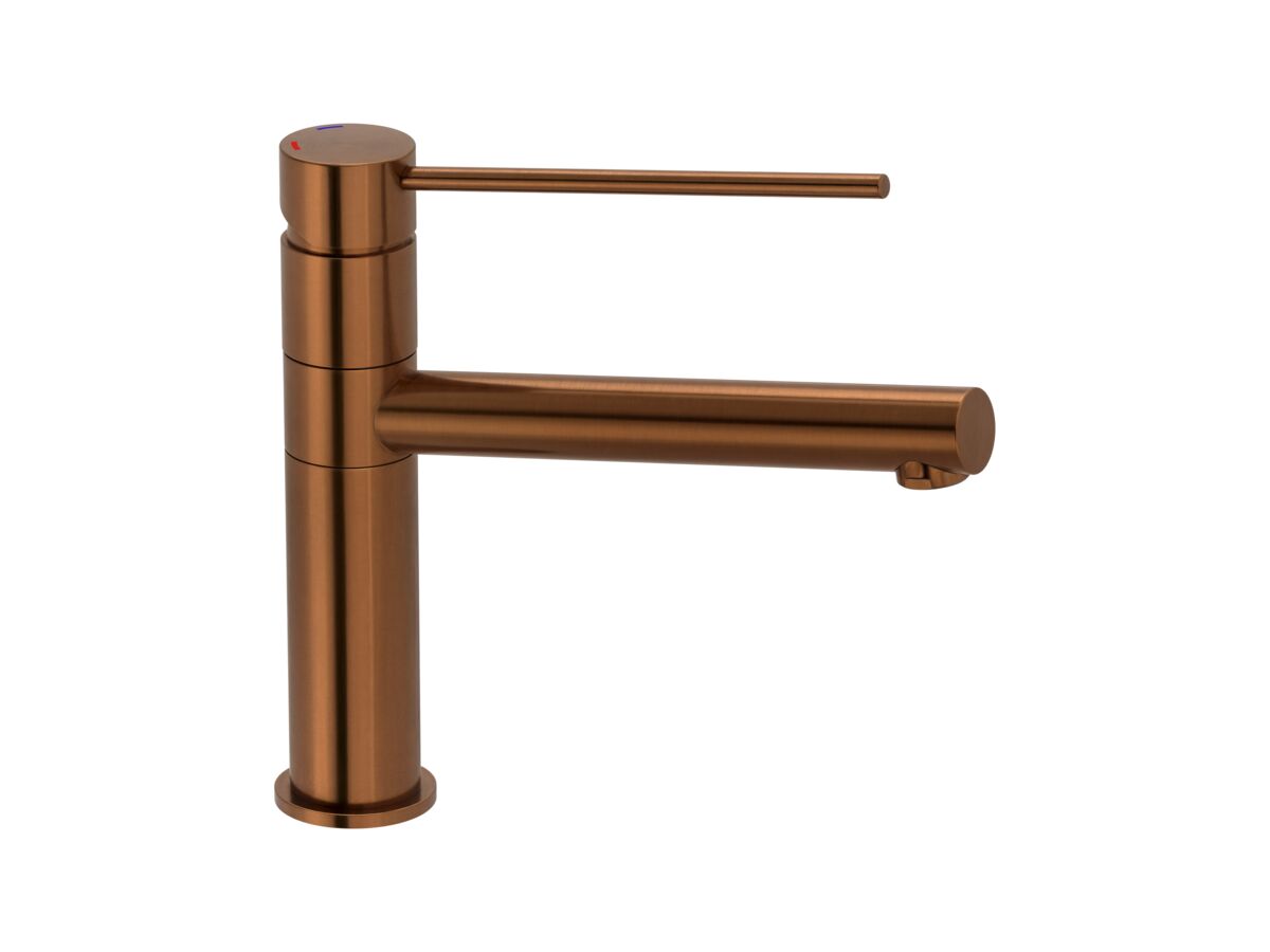 Hero - Mizu Drift Sink Mixer Extended Lever with Red & Blue Indicators Brushed Bronze