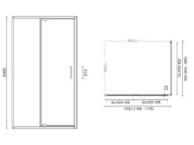 Posh Bristol Shower Screen 1200mm x 900mm Chrome