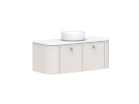 Supporting Image 2 - Kado Era Double Curve All Door 1200mm Wall Hung Vanity with Centre Basin 20mm Top Feather Grey