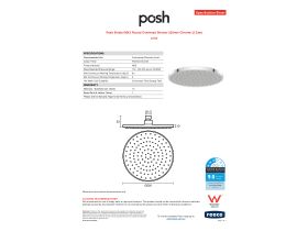 Specification Sheet - Posh Bristol MK2 Round Overhead Shower 220mm Chrome (3 Star)