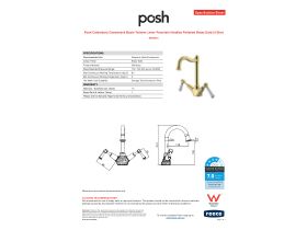 Specification Sheet - Posh Canterbury Gooseneck Basin Twinner Lever Porcelain Handles Polished Brass Gold (4 Star)