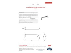Specification Sheet - Sussex Scala 25mm Curved Bath Outlet 250mm Chrome