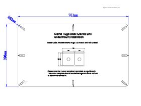 Cut Out Template (Undermount) - Memo Hugo 1 3/4 Bowl Sink No Taphole Granite Black
