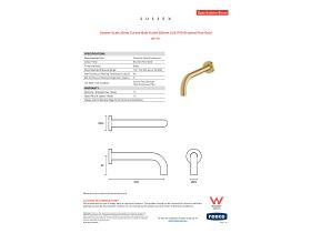 Specification Sheet - Sussex Scala 25mm Curved Bath Outlet 200mm LUX PVD Brushed Pure Gold