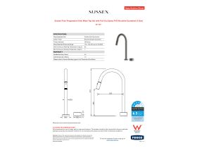 Specification Sheet - Sussex Pure Progressive Sink Mixer Tap Set with Pull Out Spray PVD Brushed Gunmetal (4 Star)