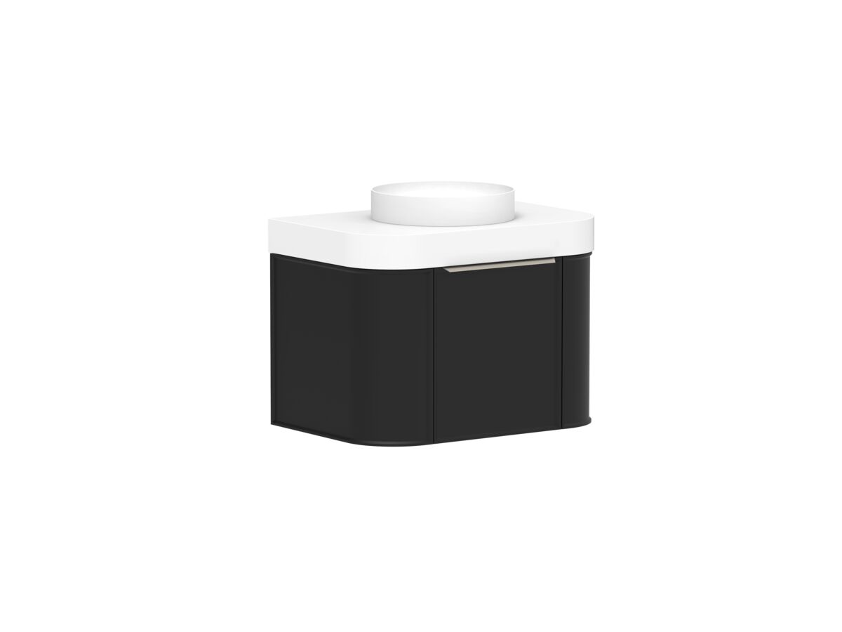 Supporting Image 2 - Kado Era Double Curve All Drawer 750mm Wall Hung Vanity Centre Basin 90mm Durasein Top Matte Black