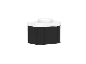 Supporting Image 2 - Kado Era Double Curve All Drawer 750mm Wall Hung Vanity Centre Basin 90mm Durasein Top Matte Black