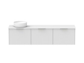 Supporting Image - Kado Neue Fluted Square All Drawer 1800mm Wall Hung Vanity with Left Hand Basin Durasein 12mm Top Ultra White