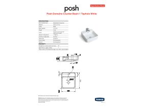 Specification Sheet - Posh Domaine Counter Basin 1 Taphole White