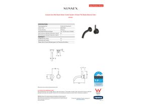 Specification Sheet - Sussex Oria Wall Basin Mixer Outlet System 165mm PVD Matte Black (5 Star)