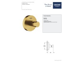 Technical Guide - GROHE Essentials Accessories Robe Hook Brushed Cool Sunrise